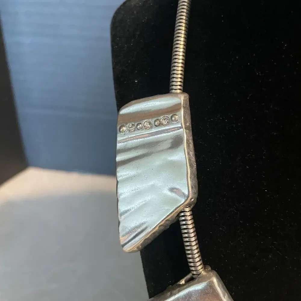 chico's silver tone statement necklace modern geometric collar evening jewelry